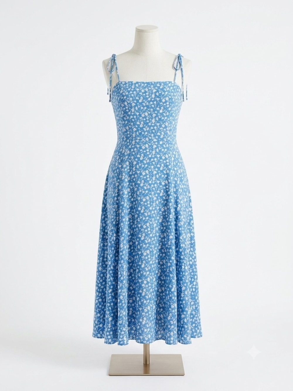 Reformation Blue Floral Tie-Shoulder Midi Dress Size 10